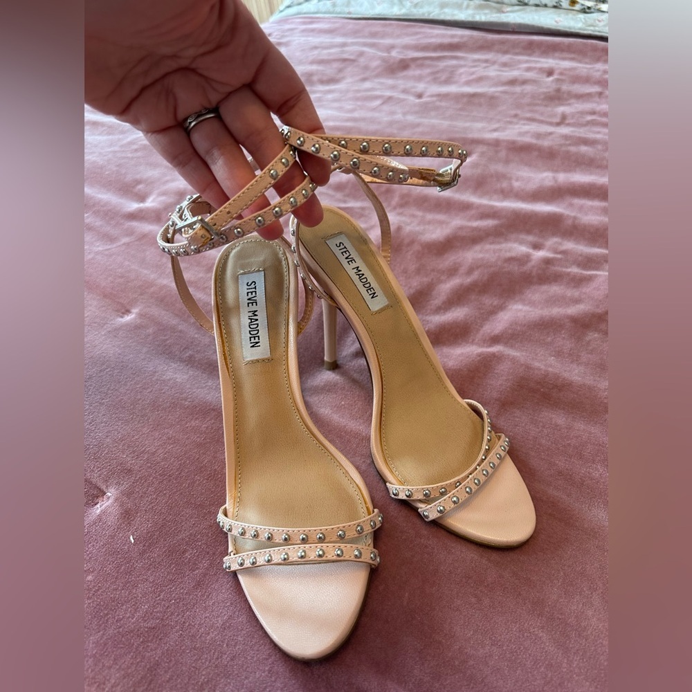 Steve Madden Pink Studded Women's ankle wrap Heels